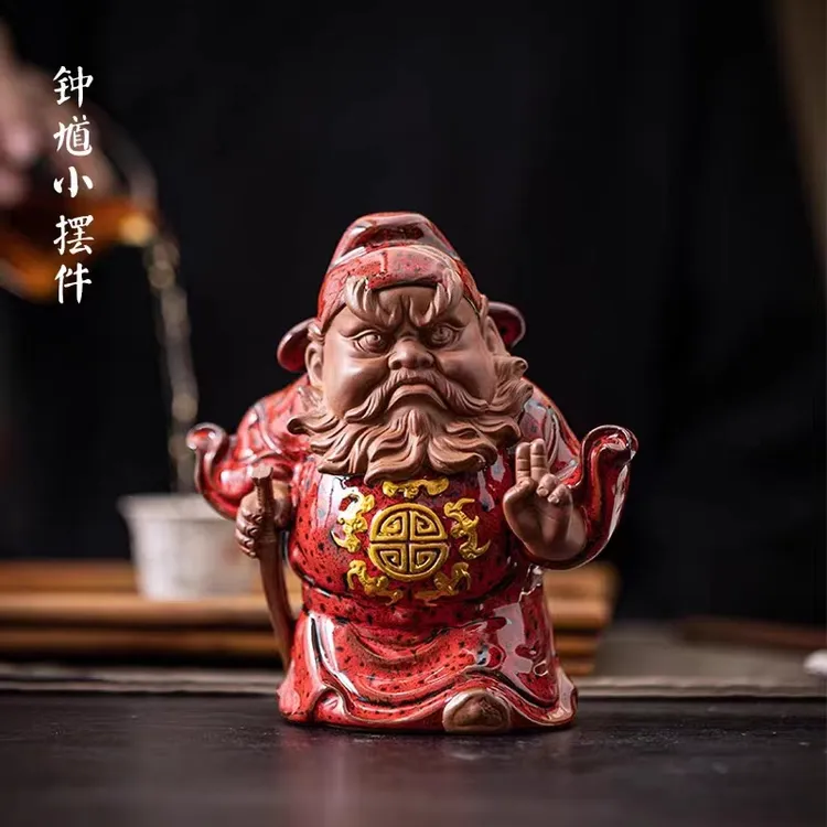 钟馗禅意摆件天师人物中式家居工艺品复古茶宠茶桌茶玩手工小摆件