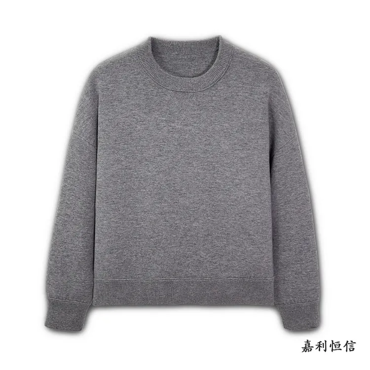 【匠心工艺】经典百搭加厚女式纯山羊绒圆领卫衣套衫