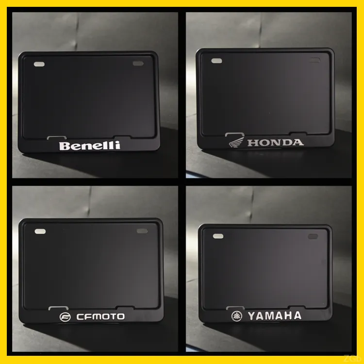 摩托车号牌架铝合金一体成型拉丝LOGO牌照保护框铃木YMH春风光阳