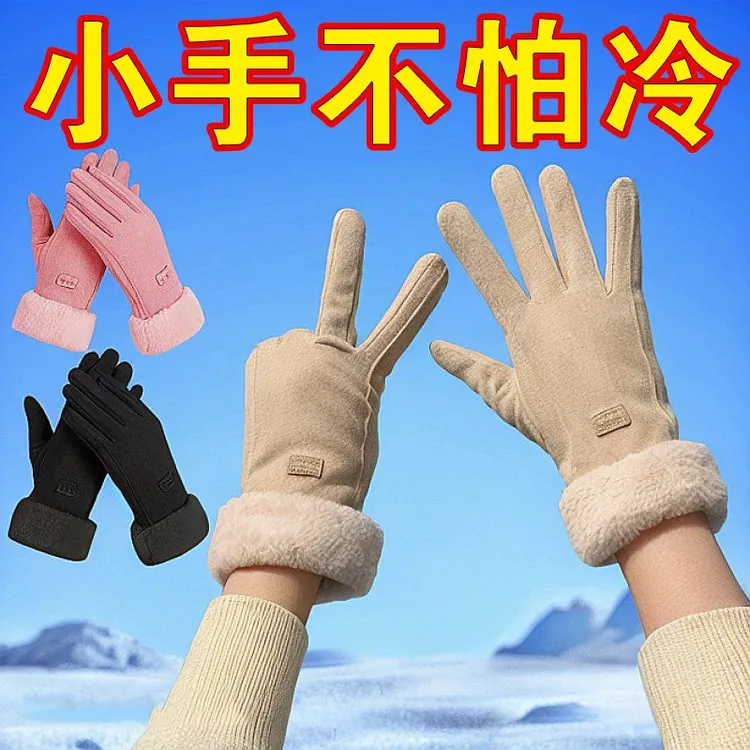 手套女士冬天加绒加厚新款学生骑行防寒开电动车冬季触屏保暖手套