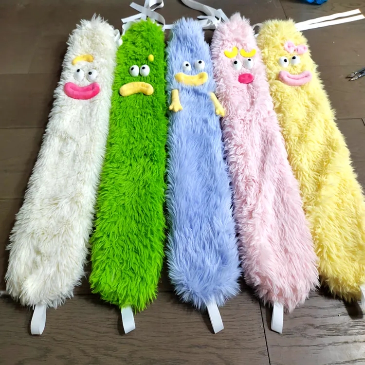 冬季加长热水袋灌水注水毛绒长条形暖水袋热敷肚子暖脚暖被窝神器