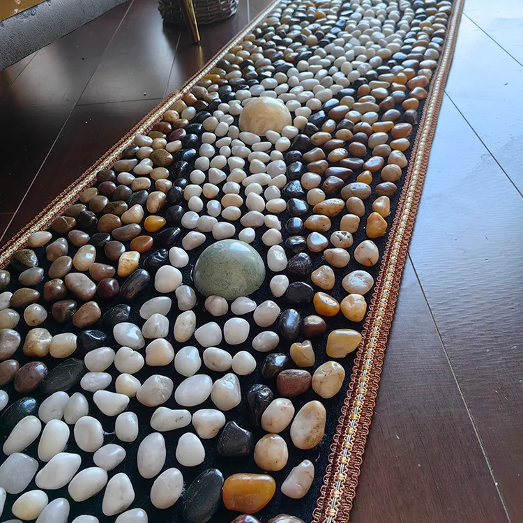 天然雨花石鹅卵石足底按摩垫地毯足疗板指压脚底按摩家用