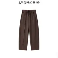 太平鸟时尚百搭生椰丝绒休闲针织裤时尚流光风A1GBD4495