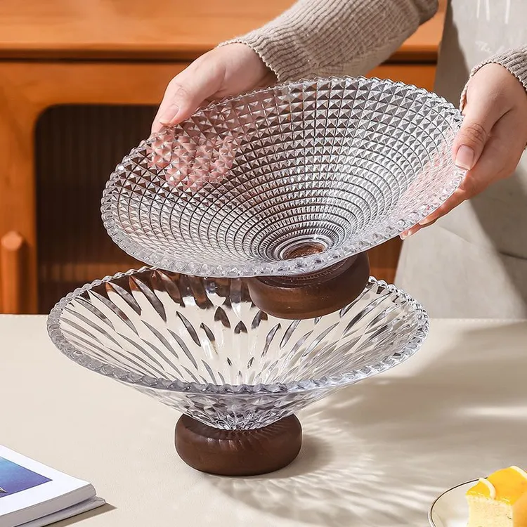 大号简约水果盘客厅家用法式玻璃糖果高档茶几高颜值零食收纳摆件
