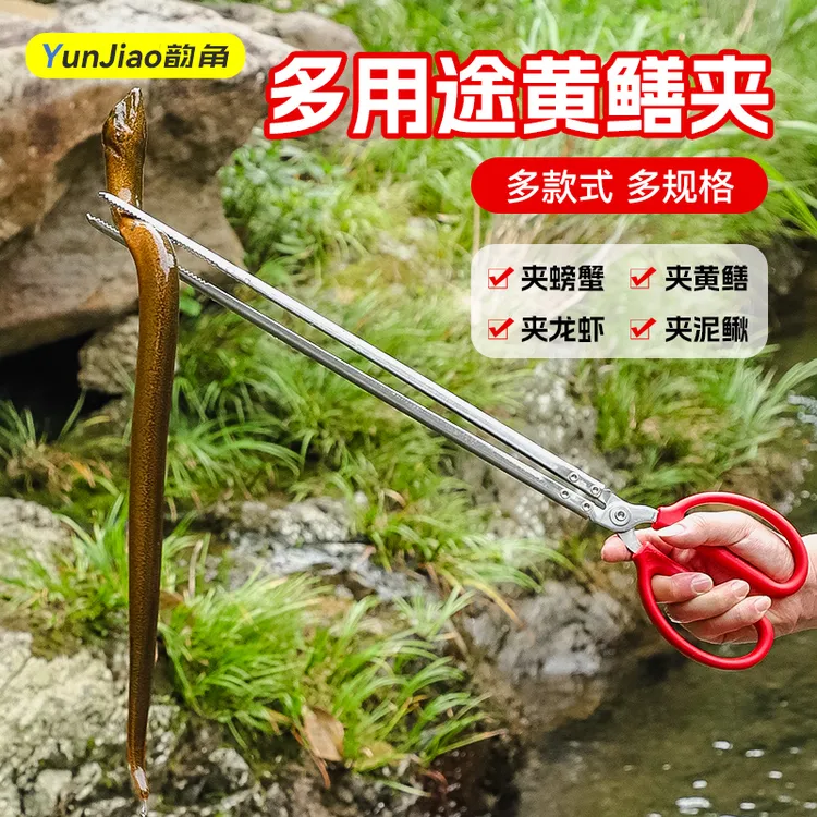 泥鳅黄鳝夹鳝鱼夹不锈钢钳子防滑赶海神器抓螃蟹龙虾工具火钳垃圾