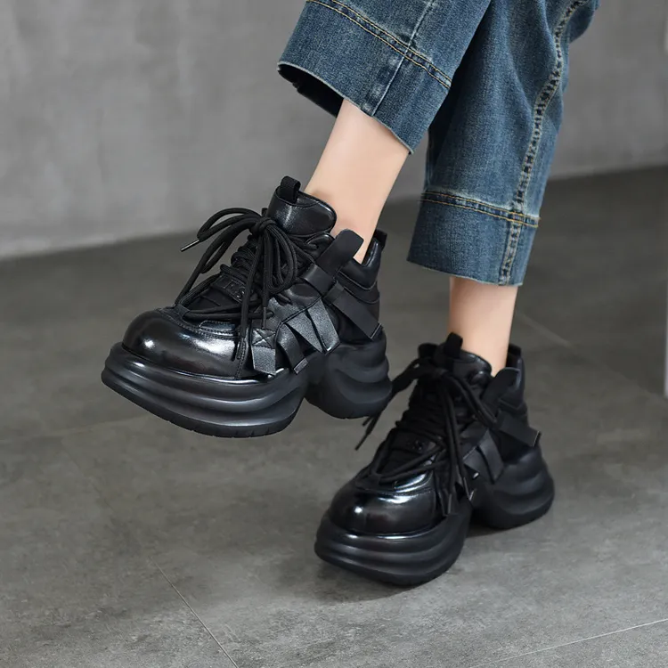 885真毛羊毛真皮靴子头层牛皮休闲小个子厚底系带短靴女加绒棉靴