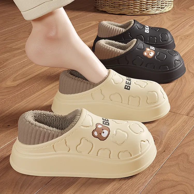 防水月子棉拖鞋女士秋冬季2025新款室内家居防滑保暖厚底包跟棉鞋