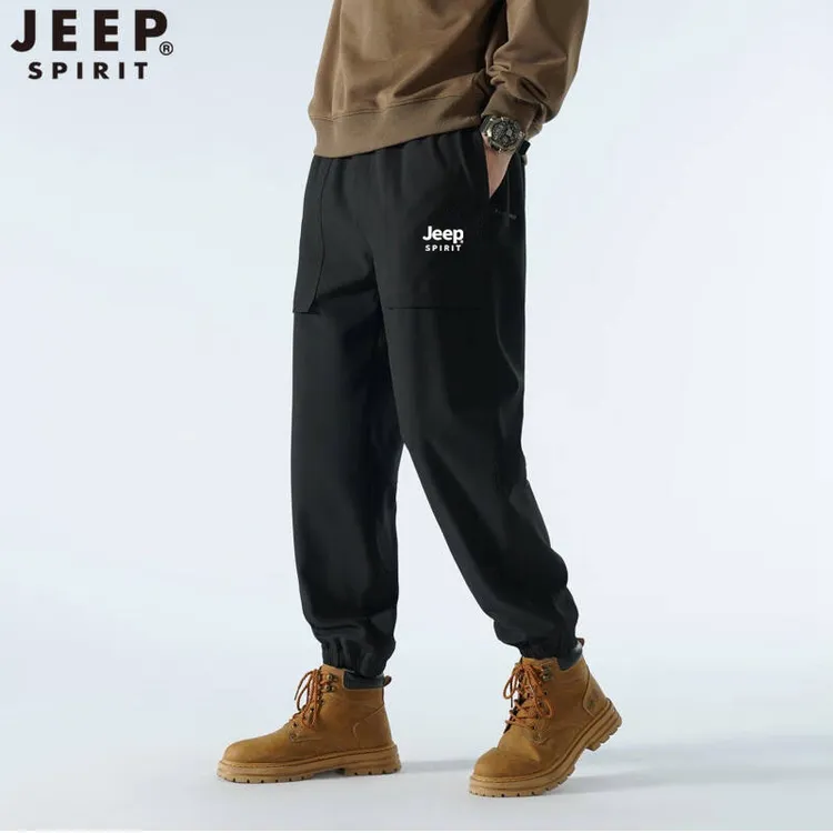 JEEPSPIRIT吉普休闲裤男秋冬季工装裤加绒加厚男士时尚休闲运动裤