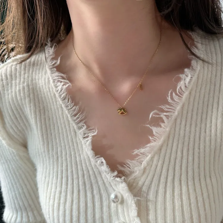 钛钢项链 8681小木马双坠精致简约百搭小众ins锁骨链轻奢坠链女