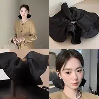 大号黑色ins稠面发圈缎面发饰韩系简约气质高级感头饰扎头发扇面