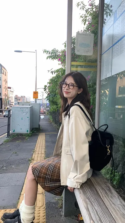 RAINY 韩系复古拼接领大口袋夹克春秋女美式宽松拉链百搭短外套