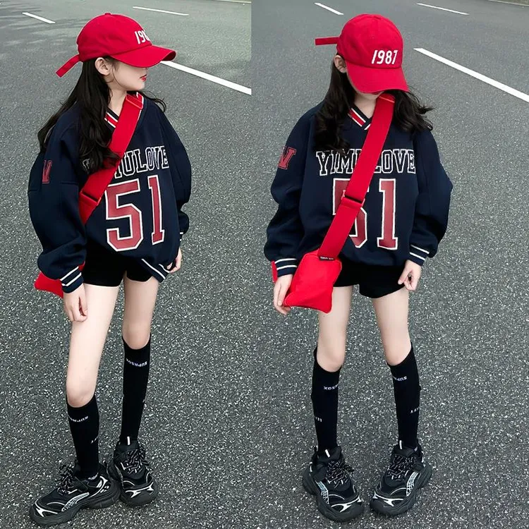 洋气时髦卫衣2024秋季新款女孩秋装长袖百搭上衣外套中大童潮