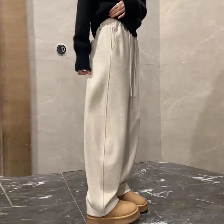 弯刀裤女款爆款2025新款秋冬直筒裤加绒加厚宽松休闲显瘦阔腿裤子