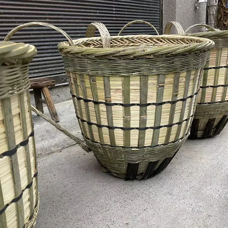  竹编背篓大号圆口成人背篼农家用装草料收菜采蘑菇纯手工编织筐