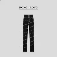 溶溶【压线超模裤】RONGRONG 高腰高弹修饰腿加绒牛仔裤 RR20243606