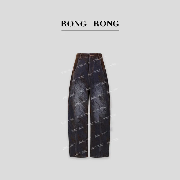 溶溶【结构主义】RONGRONG 定制重工洗水艺术提花雪尼尔休闲裤 W038