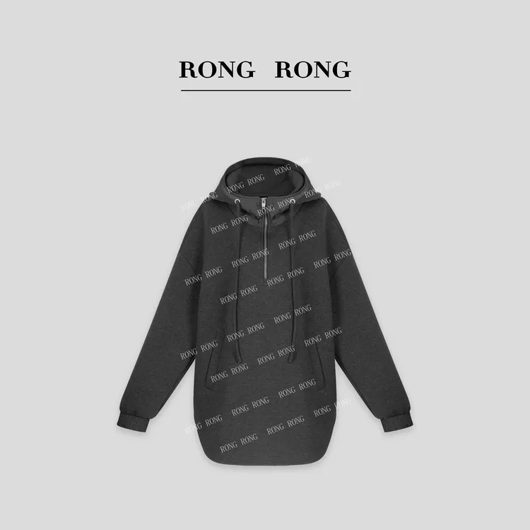 溶溶【休闲酷感】RONGRONG 绵羊毛混纺抓毛款R13风连帽衫 LWY668850