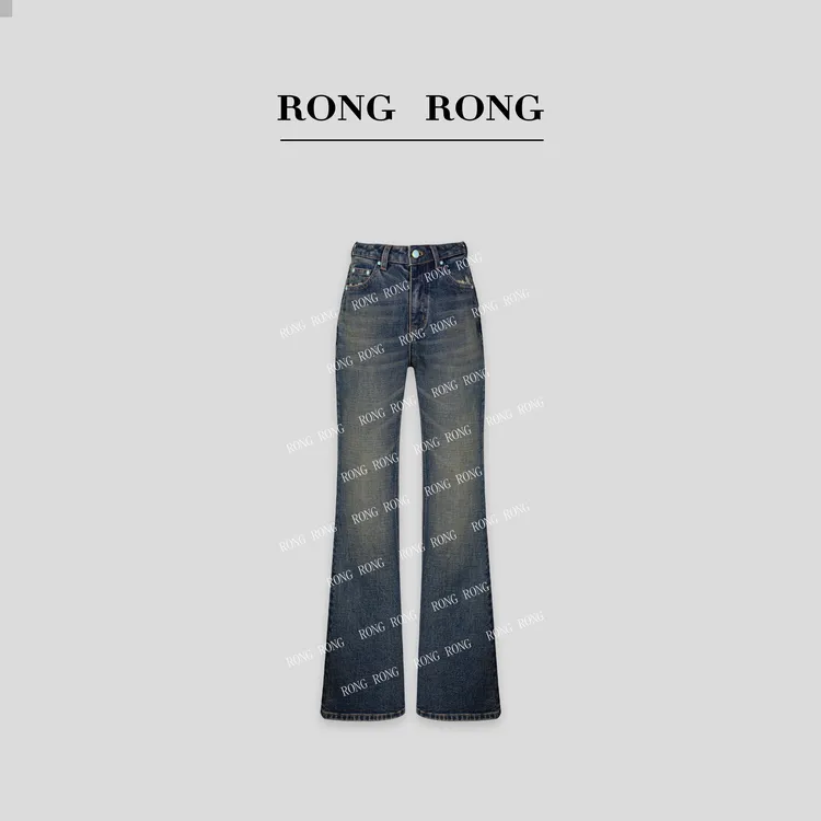 溶溶【寻觅蓝月】RONGRONG 莱卡棉修腿显瘦微喇牛仔裤LY012-1
