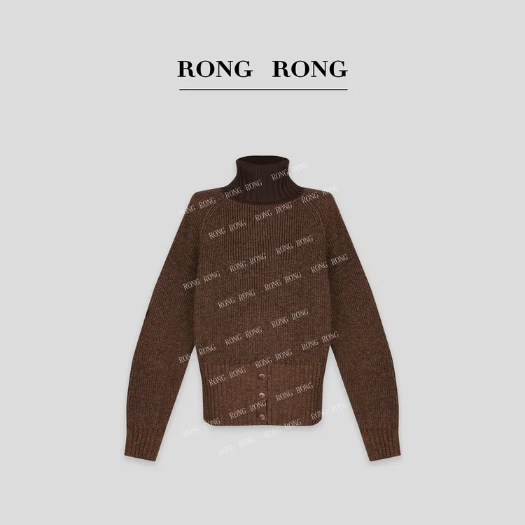 溶溶【漫暮岛屿】RONGRONG绵羊毛舒适混纺高领雅丹风收腰毛衣24S380