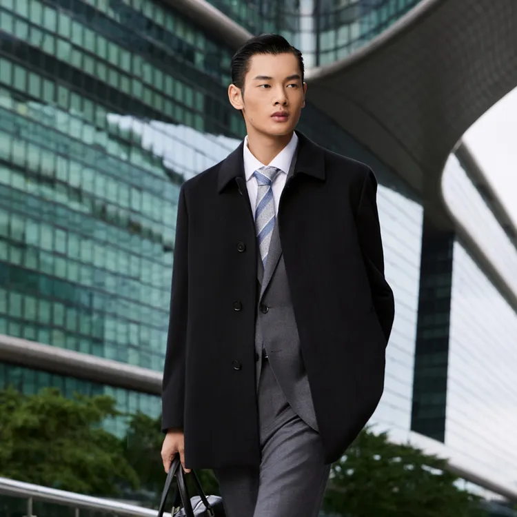 【30山羊绒+银离子鹅绒内胆】雅戈尔时尚休闲商务男士绵羊毛呢大衣