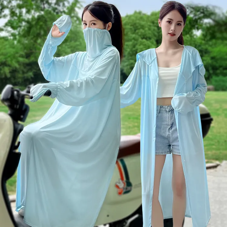 骑车防晒衣电动车透气薄款长款防紫外线女款韩版百搭宽松夏防晒服