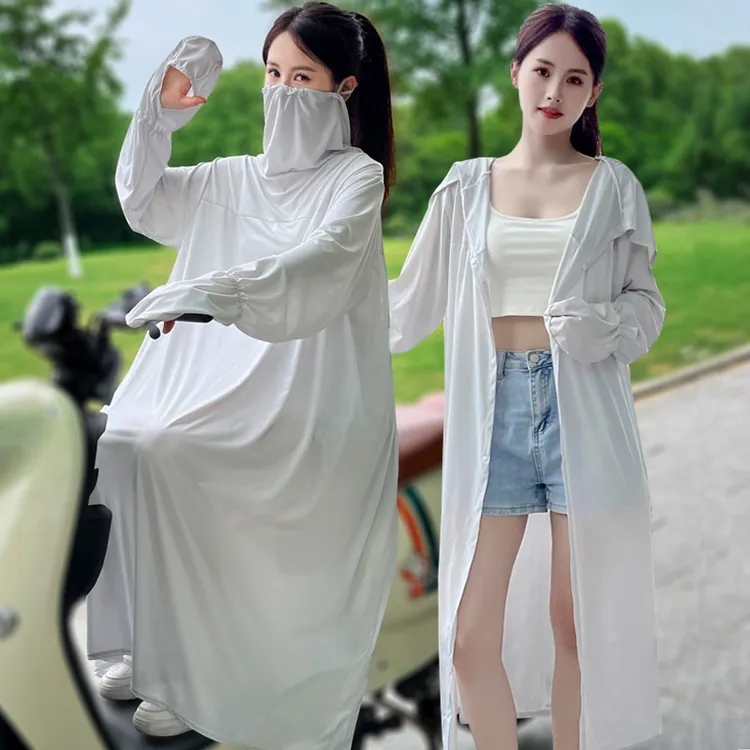 骑车防晒衣电动车透气长款防紫外线骑车夏宽松韩版户外女款遮阳衫