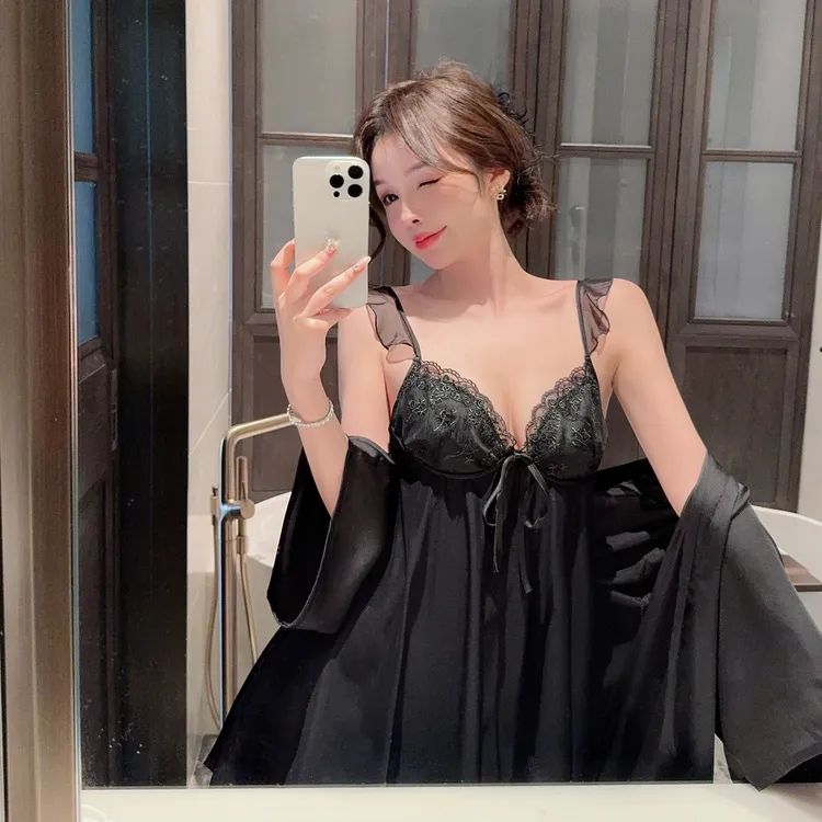 【琦梦花落】2024春新温柔性感风蕾丝小飞袖吊带遮肚款纯欲风吊套装