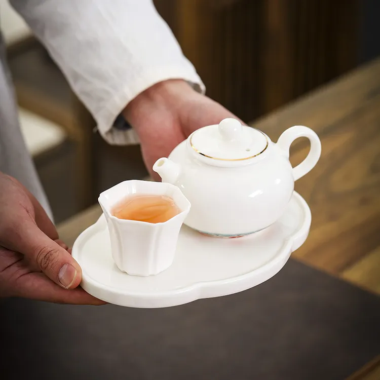 羊脂玉陶瓷壶承托盘德化白瓷泡茶壶垫茶壶干泡台茶壶泡茶专用底座