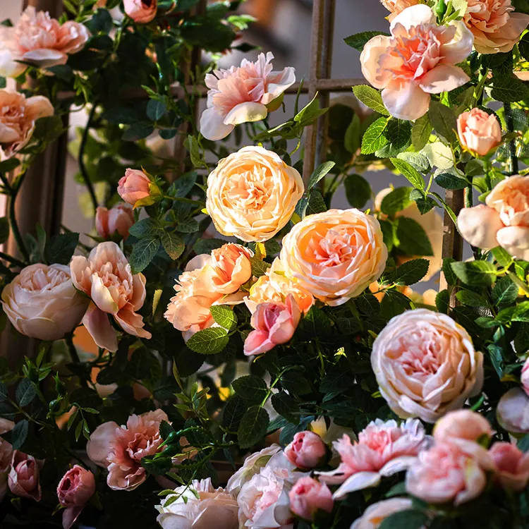 掬涵甜心玫瑰藤条仿真花藤装饰吊花玫瑰缠绕藤蔓花艺管道吊顶橱窗