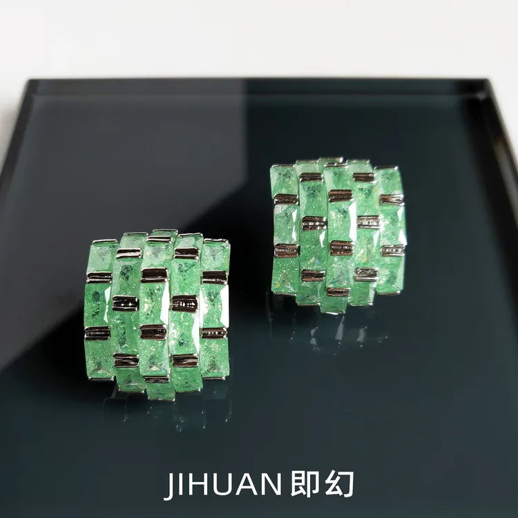 铜合金耳饰 光合作用-冰绿 限定款高端独特设计师耳环曲面 A-4648