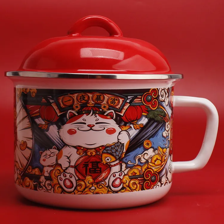欧丽家珐琅搪瓷杯搪瓷缸子老式铁瓷水杯泡面碗搪瓷茶缸电磁炉煤气