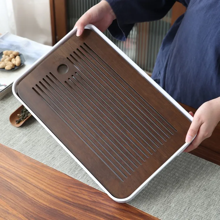 现代家用茶盘小型托盘简约轻奢功夫茶具茶海沥水茶台干泡台轻中式