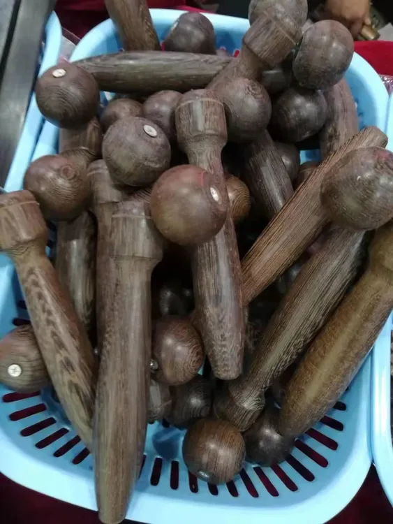 鸡翅木两轮推拉按摩器  二轮夹轮按摩器多功能颈椎按摩球