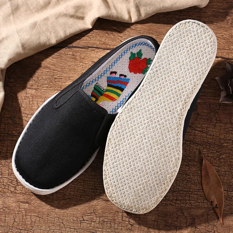 东福春手工纳制千层底布鞋丝瓜络刺绣礼服呢十字纳底工艺