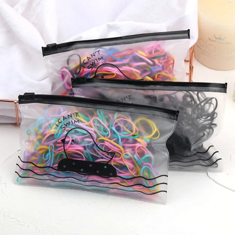 彩色一次性皮筋黑色头绳袋装基础橡皮筋实惠装儿童女扎头发饰品