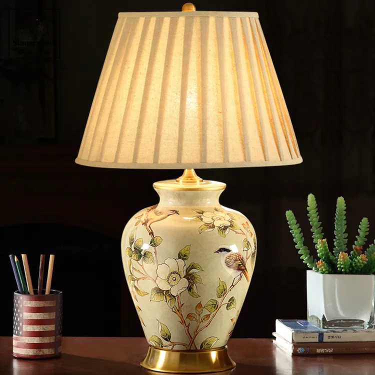 圣玛帝诺（ST.MARY）美式护眼灯复古铜陶瓷台灯卧室床头灯具客厅灯