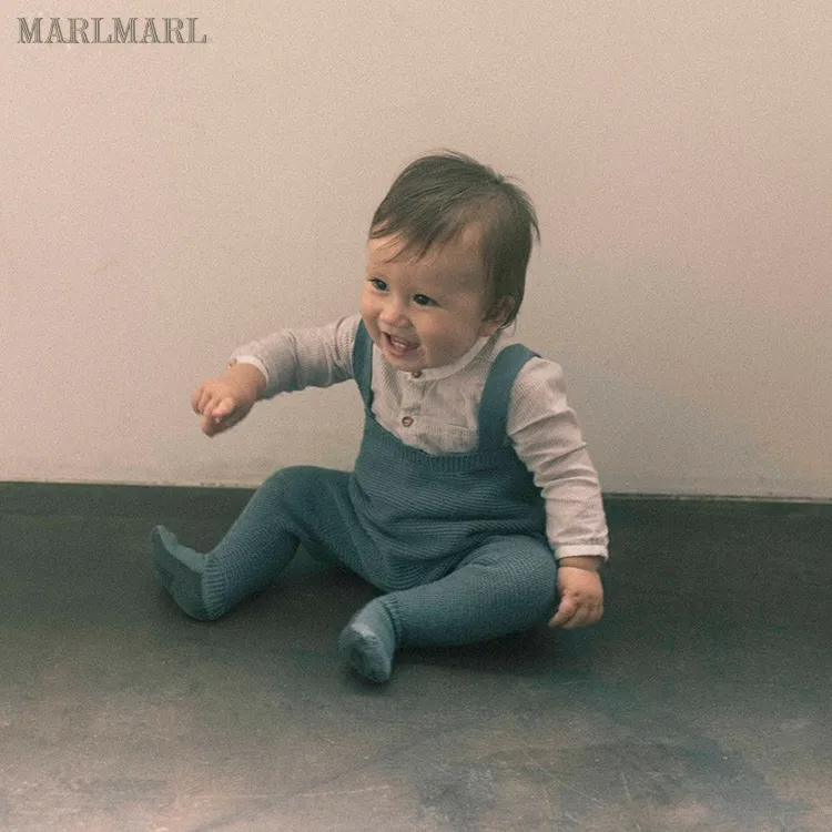 MARLMARL宝宝棉质针织连裤袜背带 秋冬保暖裤knitpants_C01