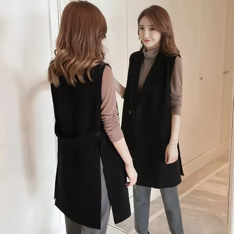 马甲女春季中长款韩版2025新款秋季西装无袖外套女显瘦坎肩马夹潮