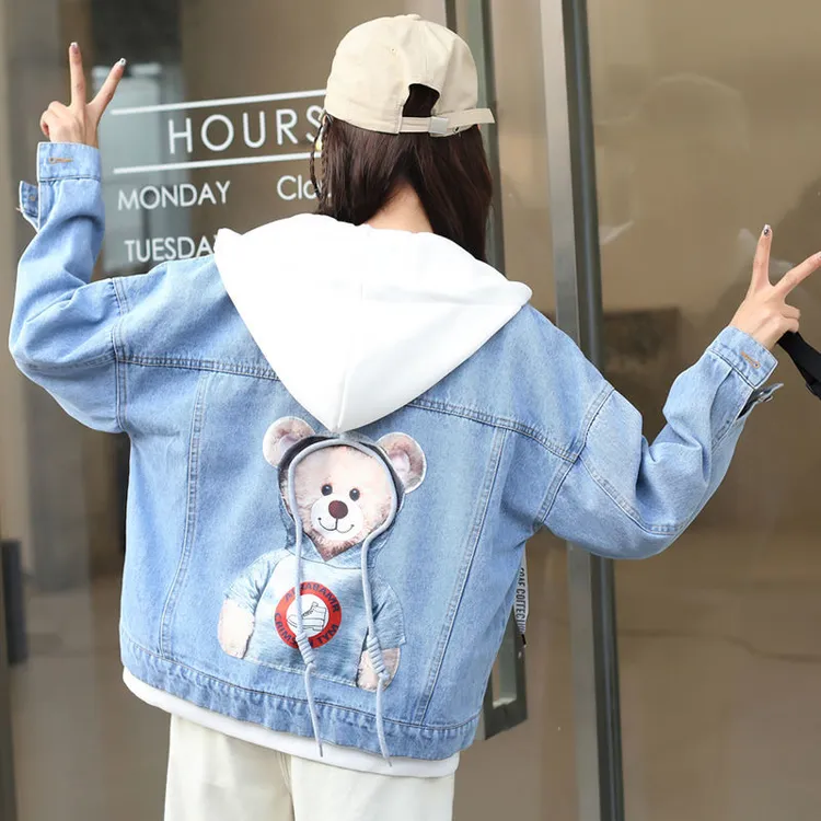 牛仔外套少女春秋装2021新款初中高中学生韩版宽松百搭短款上衣服