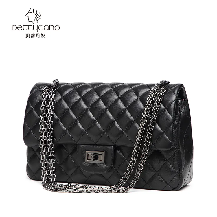 秋冬小香风包包2025新款真皮女包100%头层牛皮单肩斜挎菱格链条包