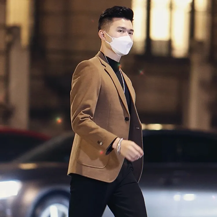 猎撒秋冬韩版修身款小西装加厚保暖西服外套商务休闲便西男款上衣