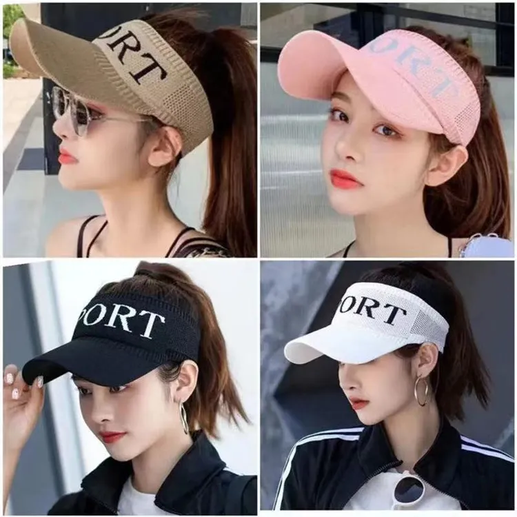 镂空透气遮阳帽防晒帽户外鸭舌空顶帽骑车百搭太阳帽运动休闲针织