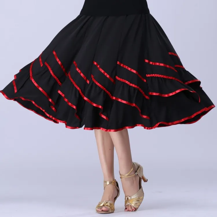 2023广场舞服装裙子夏季半身裙舞裙拉丁舞中长裙演出大摆裙舞裙女