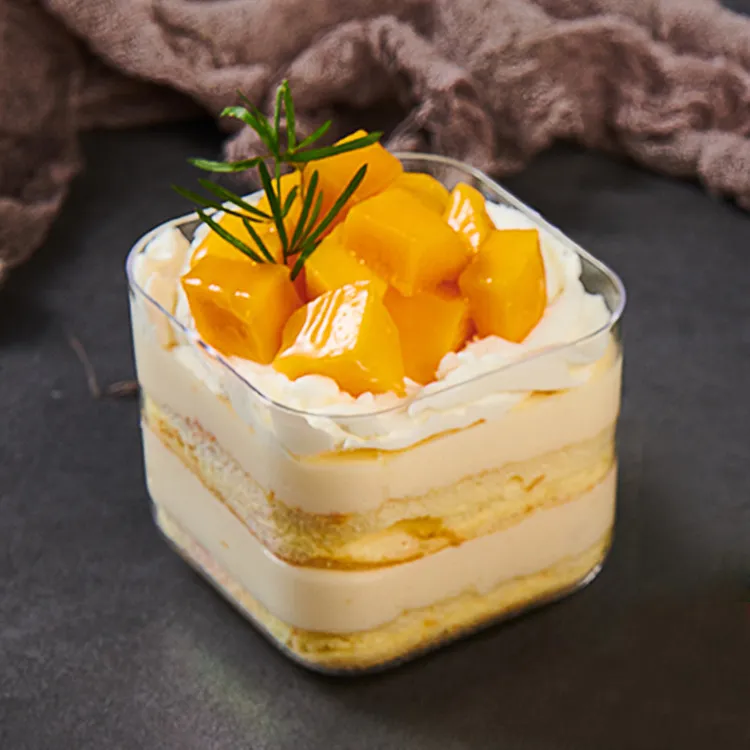 食品级PS慕斯冰淇淋杯蛋糕杯塑料一次性方形带盖加厚透明木糠杯子