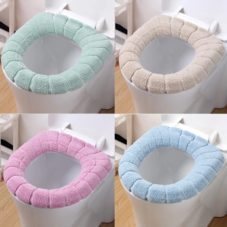 斜月三星【四个装】马桶坐垫加厚通用型秋冬马桶垫家用坐便垫马桶套