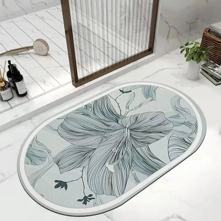 卫生间厕所地垫家用速干门垫卫浴垫子脚垫椭圆橡胶商场成品