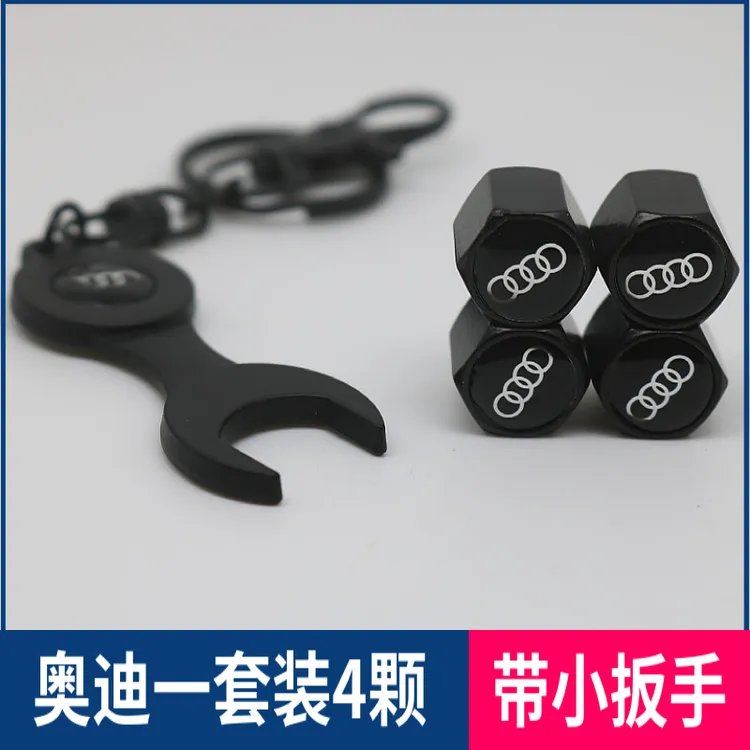 黑色汽车气门嘴金属材质带扳手