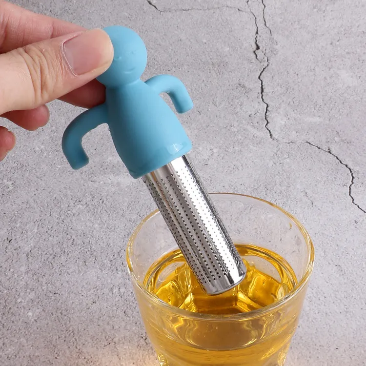 硅胶滤茶器泡茶工具不锈钢304茶漏可爱小人