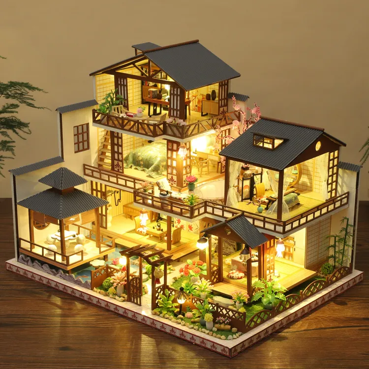 新款古风建筑模型DIY小屋森之庭木质手工拼装大别墅玩具创意礼物