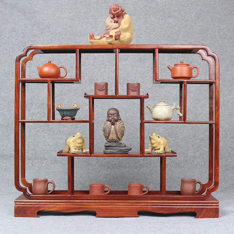 茶具博古架中式实木多宝阁紫砂壶古董收纳展示架客厅小摆件置物架